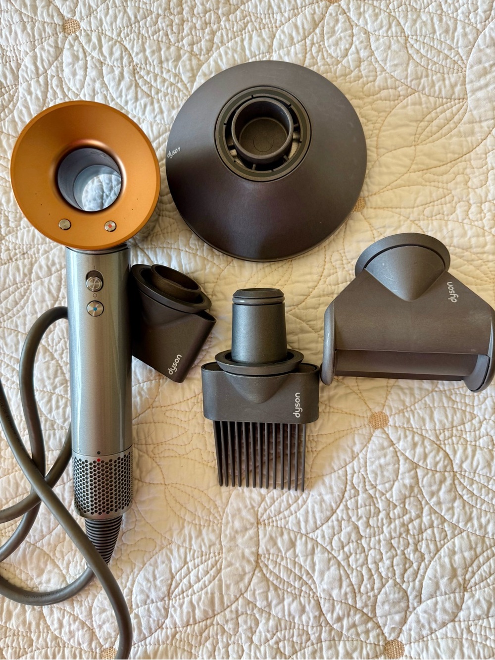 Premium Dyson Supersonic™ Hair Dryer | Nickel/ Copper with Attachments